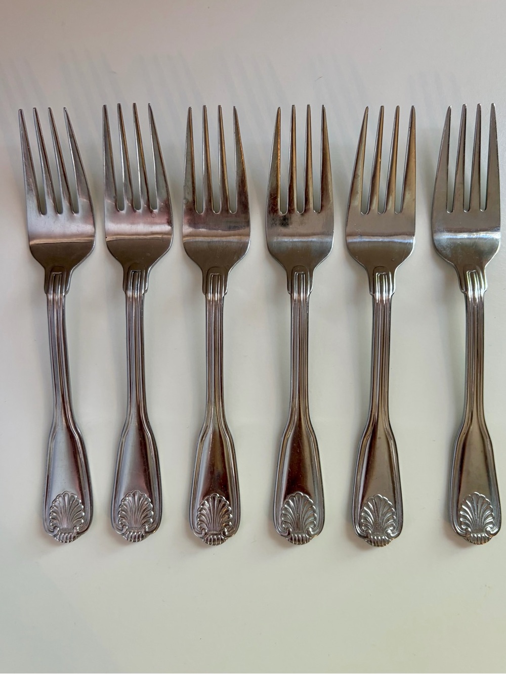 Wallace Country Shell Salad Forks Set of 6 18/10 Stainless 6 7/8” China